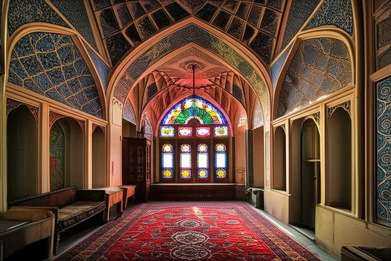 فضای داخلی خانه موتمن الاطبا | شاهکار معماری ایرانی